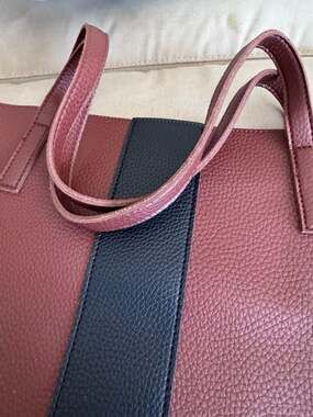 Vince Camuto Luck Pebbled Vegan Leather Tote Bag with Center Stripe